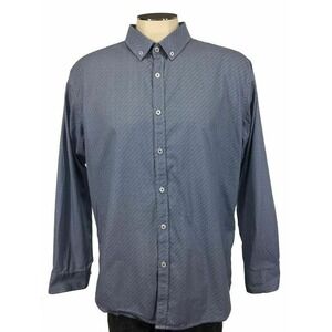 Steel & Jelly London Button Down Shirt XL White Blue Circles‎ Flip Cuff Mens